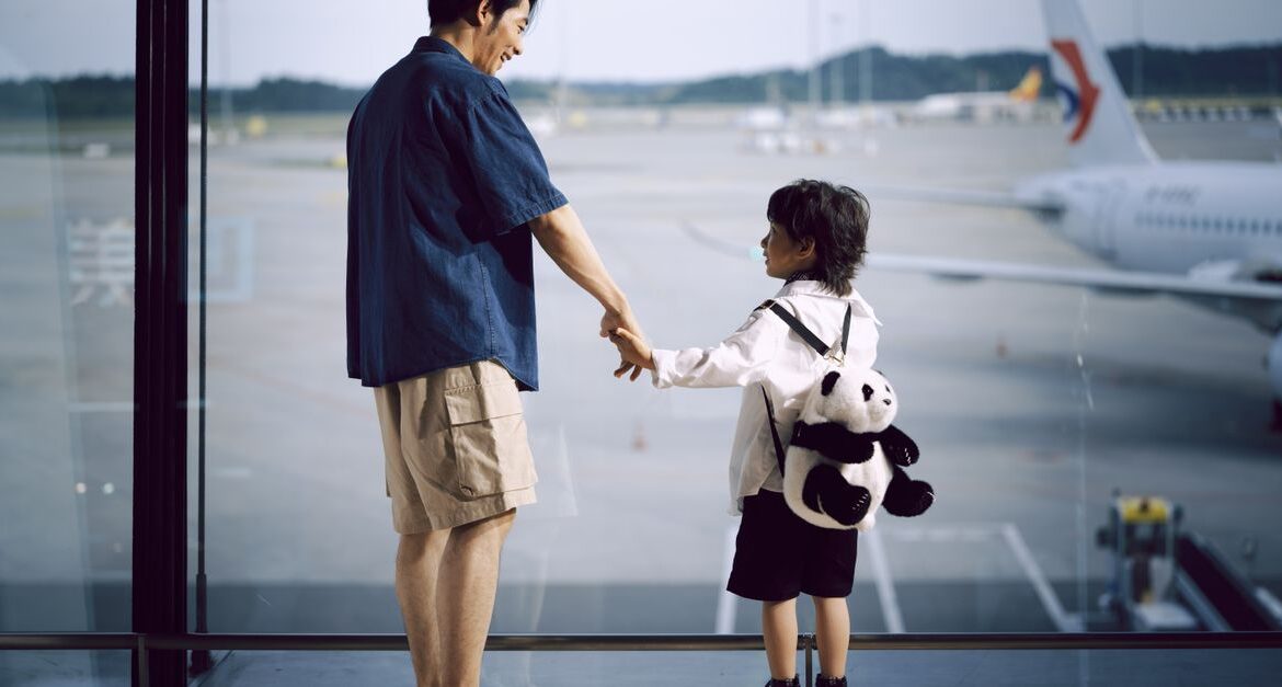 worried parent airport child