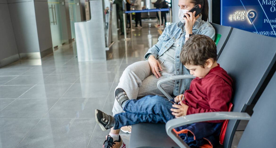 worried parent airport departure